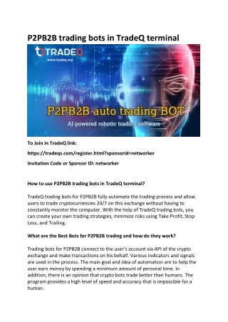 P2PB2B trading bots in TradeQ terminal