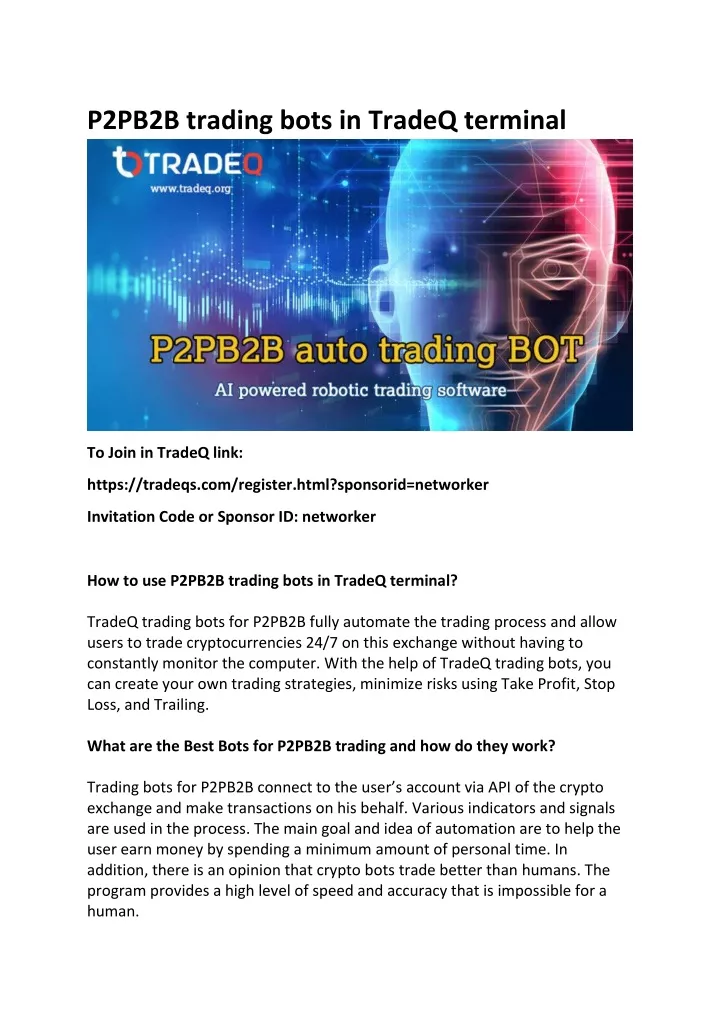 p2pb2b trading bots in tradeq terminal