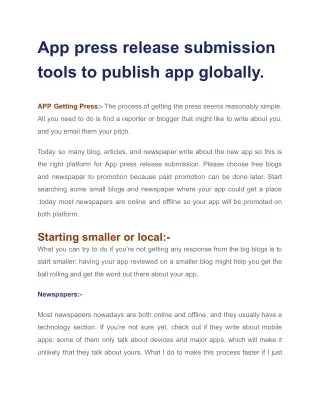 App press release submission tools to publish app globally.