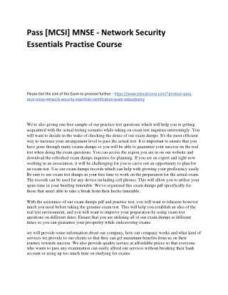 pass mcsi mnse network security essentials