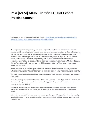 pass mcsi mois certified osint expert practise