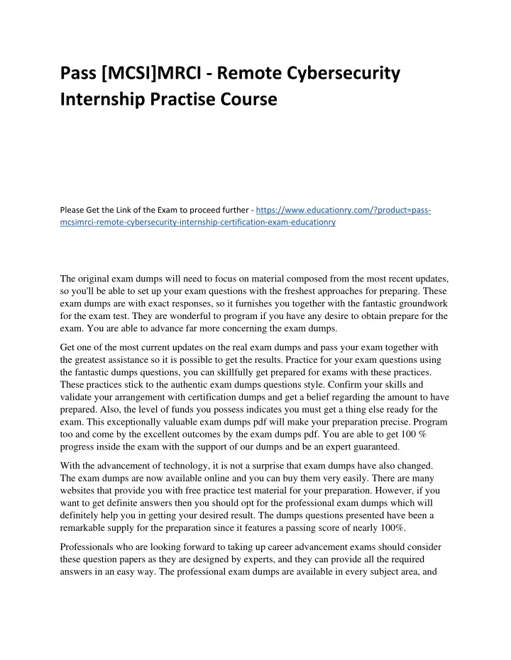 pass mcsi mrci remote cybersecurity internship