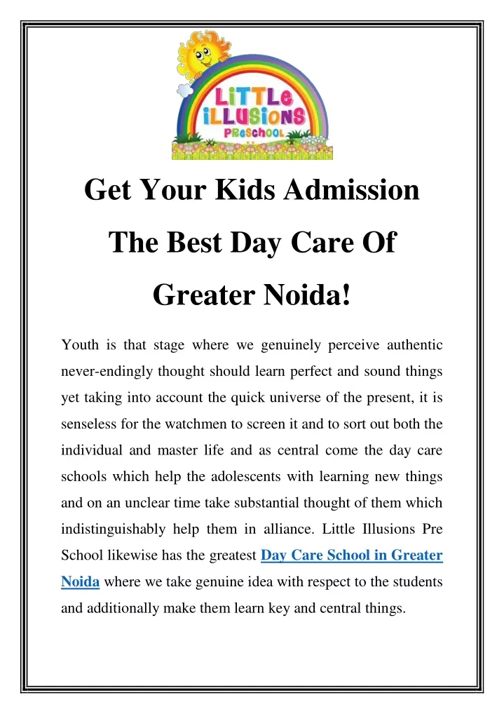 get your kids admission