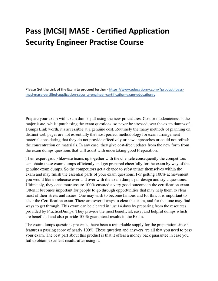 pass mcsi mase certified application security