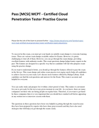 pass mcsi mcpt certified cloud penetration tester