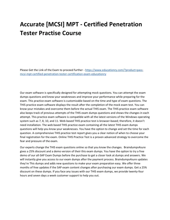 accurate mcsi mpt certified penetration tester