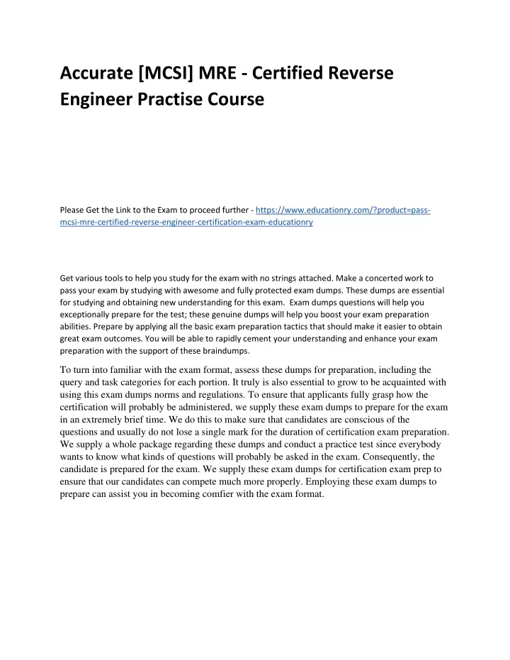 accurate mcsi mre certified reverse engineer