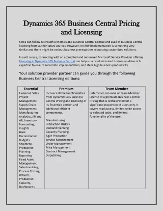 dynamics 365 business central pricing dynamics