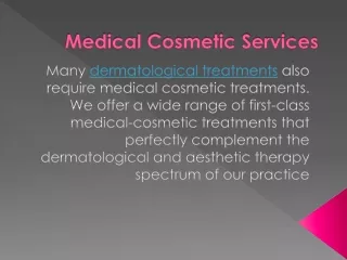 Medical Cosmetic Services