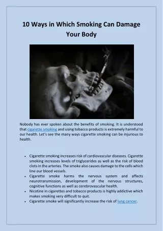 10 Ways in Which Smoking Can Damage Your Body