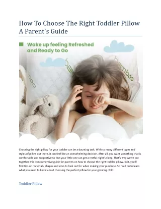 How To Choose The Right Toddler Pillow A Parent