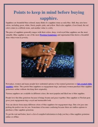 Points to keep in mind before buying sapphire.