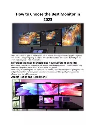 How to Choose the Best Monitor in 2023