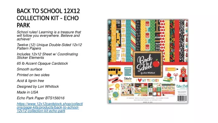 back to school 12x12 collection kit echo park