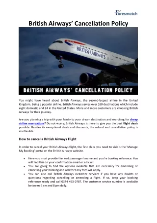 British airway's cancellation policy