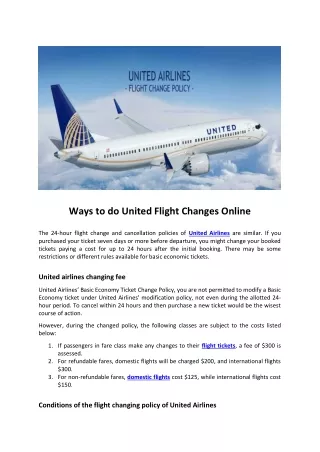 Ways to do United flight changes online