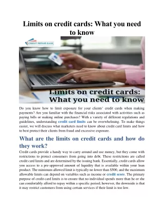 Limits on credit cards: What you need to know
