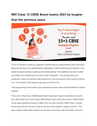will class 12 cbse board exams 2023 be tougher