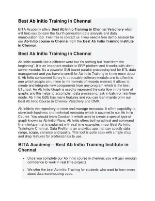 Best Ab Initio Training in Chennai