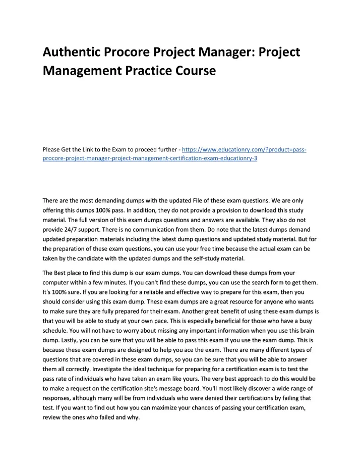 authentic procore project manager project