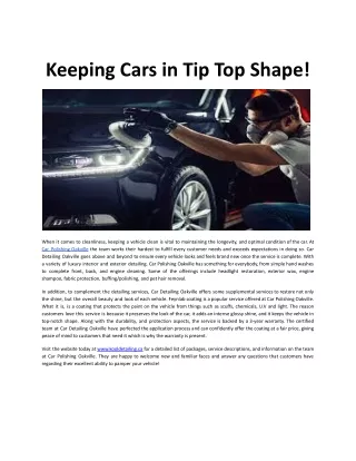Keeping Cars in Tip Top Shape!