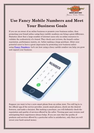 use fancy mobile numbers and meet your business