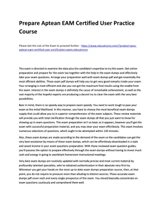 prepare aptean eam certified user practice course