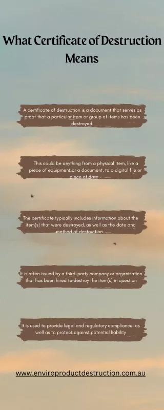 what certificate of destruction means