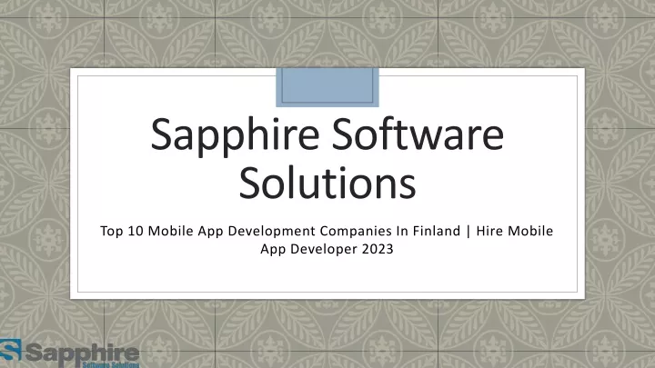 sapphire software solutions