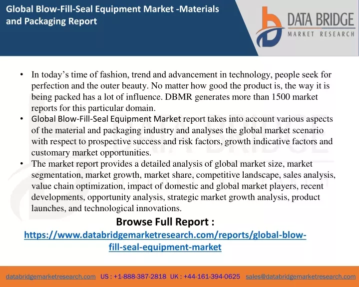global blow fill seal equipment market materials