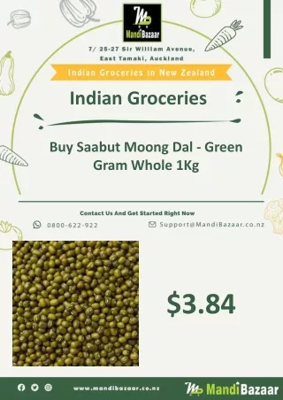 Buy Saabut Moong Dal - Green Gram Whole 1Kg - Mandi Bazaar