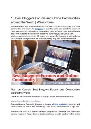 10 best bloggers forums and online communities