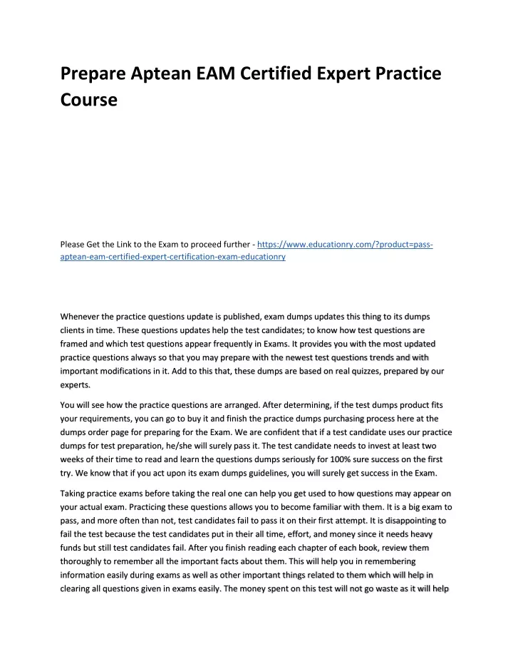 prepare aptean eam certified expert practice