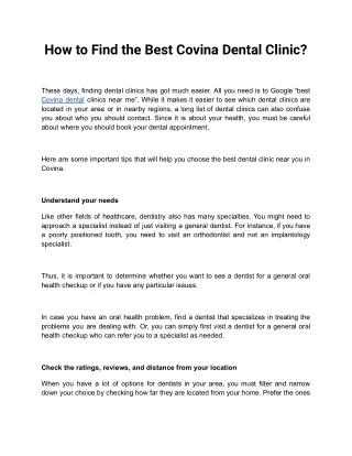 How to Find the Best Covina Dental Clinic_