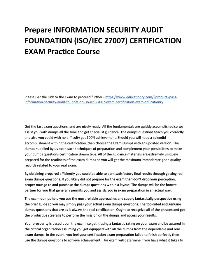 PPT - INFORMATION SECURITY AUDIT FOUNDATION (ISO/IEC 27007 ...