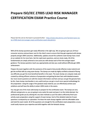 prepare iso iec 27005 lead risk manager