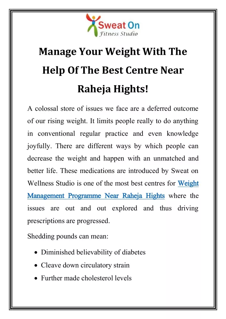 manage your weight with the