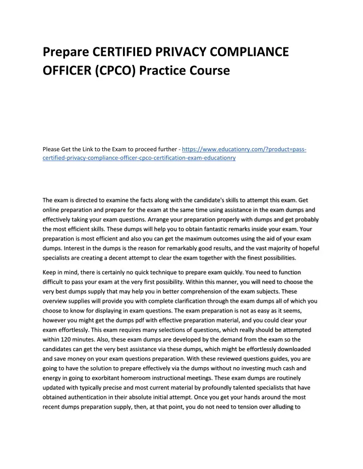 prepare certified privacy compliance officer cpco