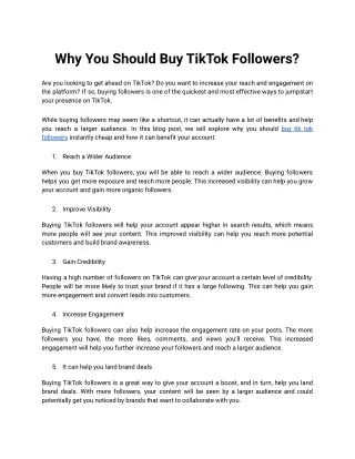 Why You Should Buy TikTok Followers_