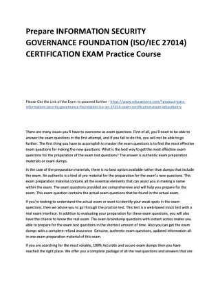 prepare information security governance