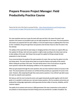 prepare procore project manager field