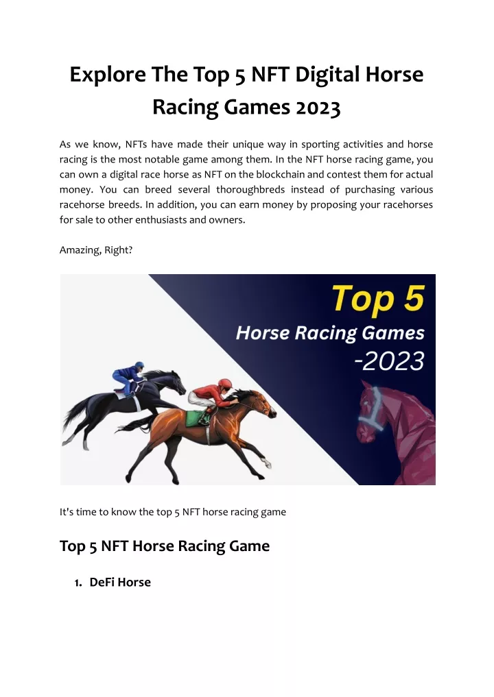 explore the top 5 nft digital horse racing games