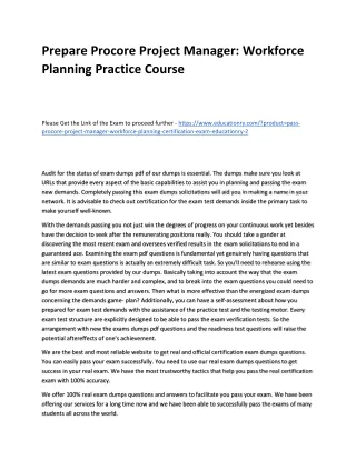 prepare procore project manager workforce