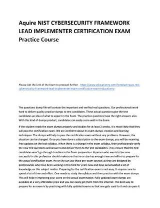 aquire nist cybersecurity framework lead