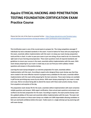 aquire ethical hacking and penetration testing