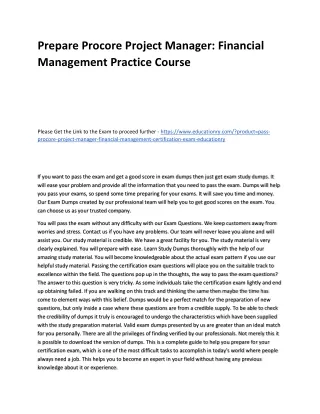 prepare procore project manager financial
