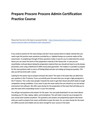 prepare procore procore admin certification