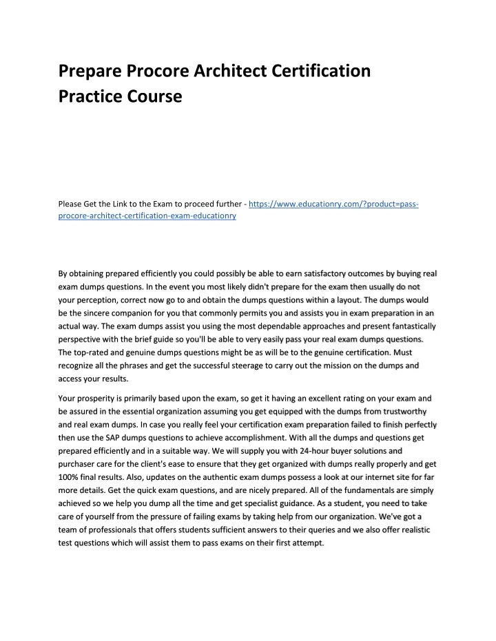 prepare procore architect certification practice