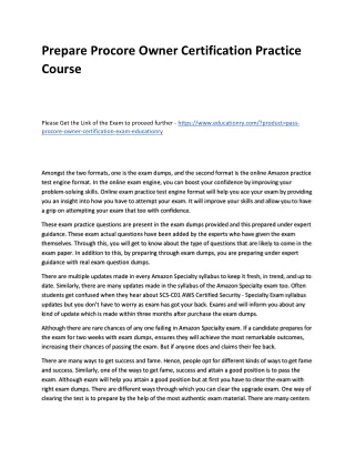 prepare procore owner certification practice