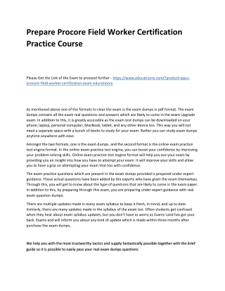 prepare procore field worker certification